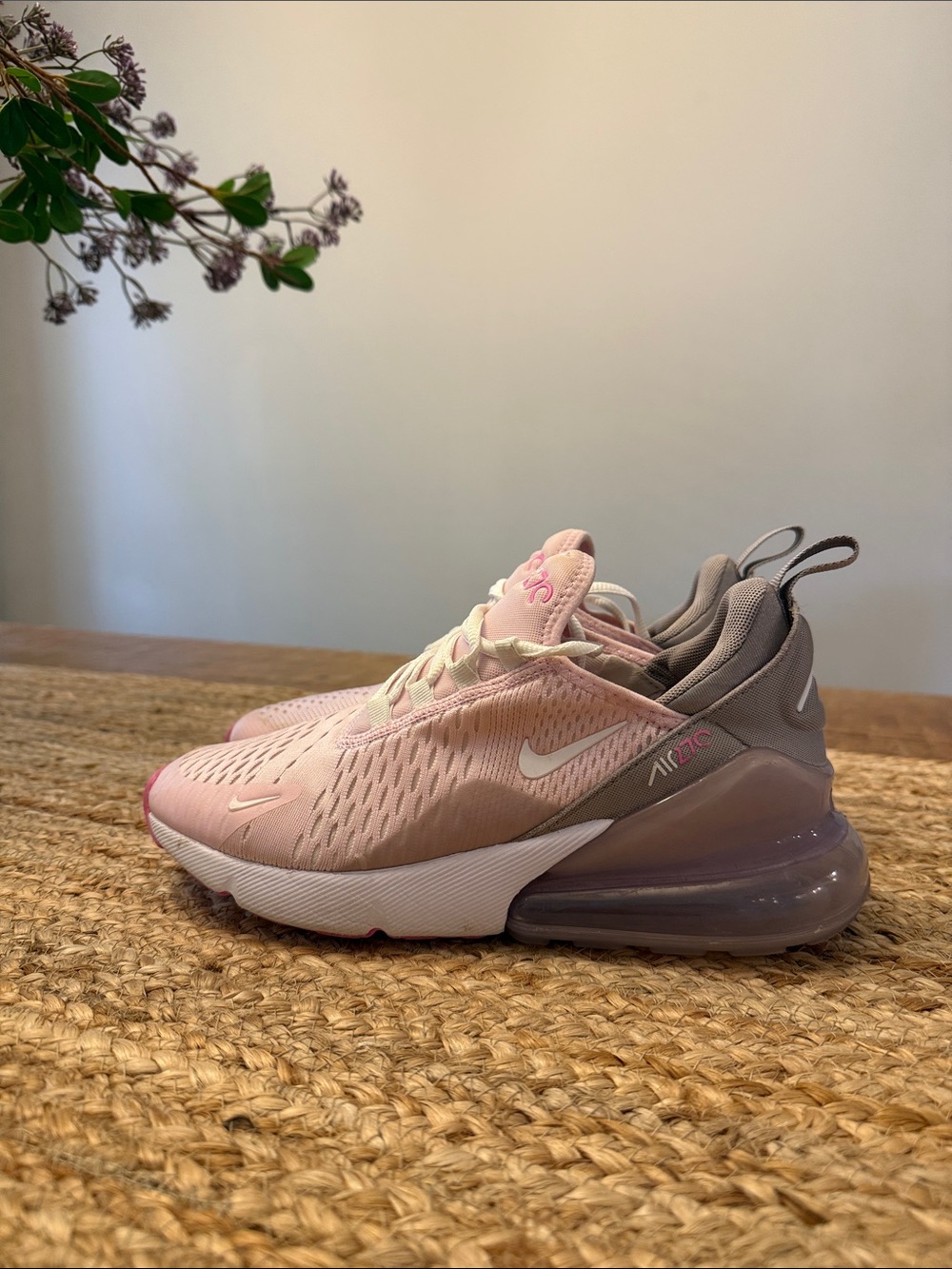Nike Pink and Gray Air Max 270 Sneakers Size 5 Youth